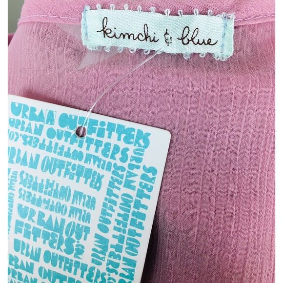 VTG Y2K Urban Outfitters Kimchi Blue Sheer Crinkle Flowy Boho Floral Dress NEW - Picture 5 of 6